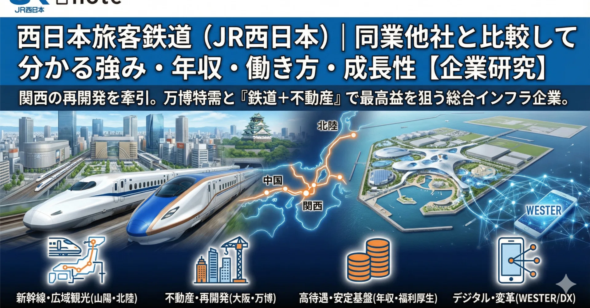 西日本旅客鉄道（JR西日本）｜同業他社と比較して分かる強み・年収