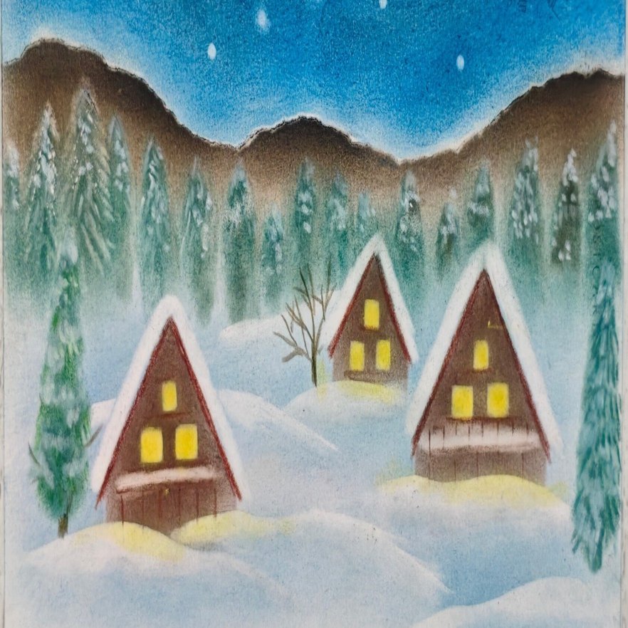 静かな冬景色に心をゆだねて ― 雪の白川郷とパステルアート｜成澤まり