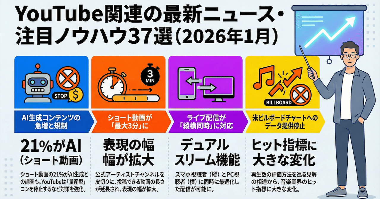 YouTube関連の最新ニュース・注目ノウハウ37選(2026年1月)｜(新潟県)長岡造形大学 情報リテラシー論 講師 横田秀珠