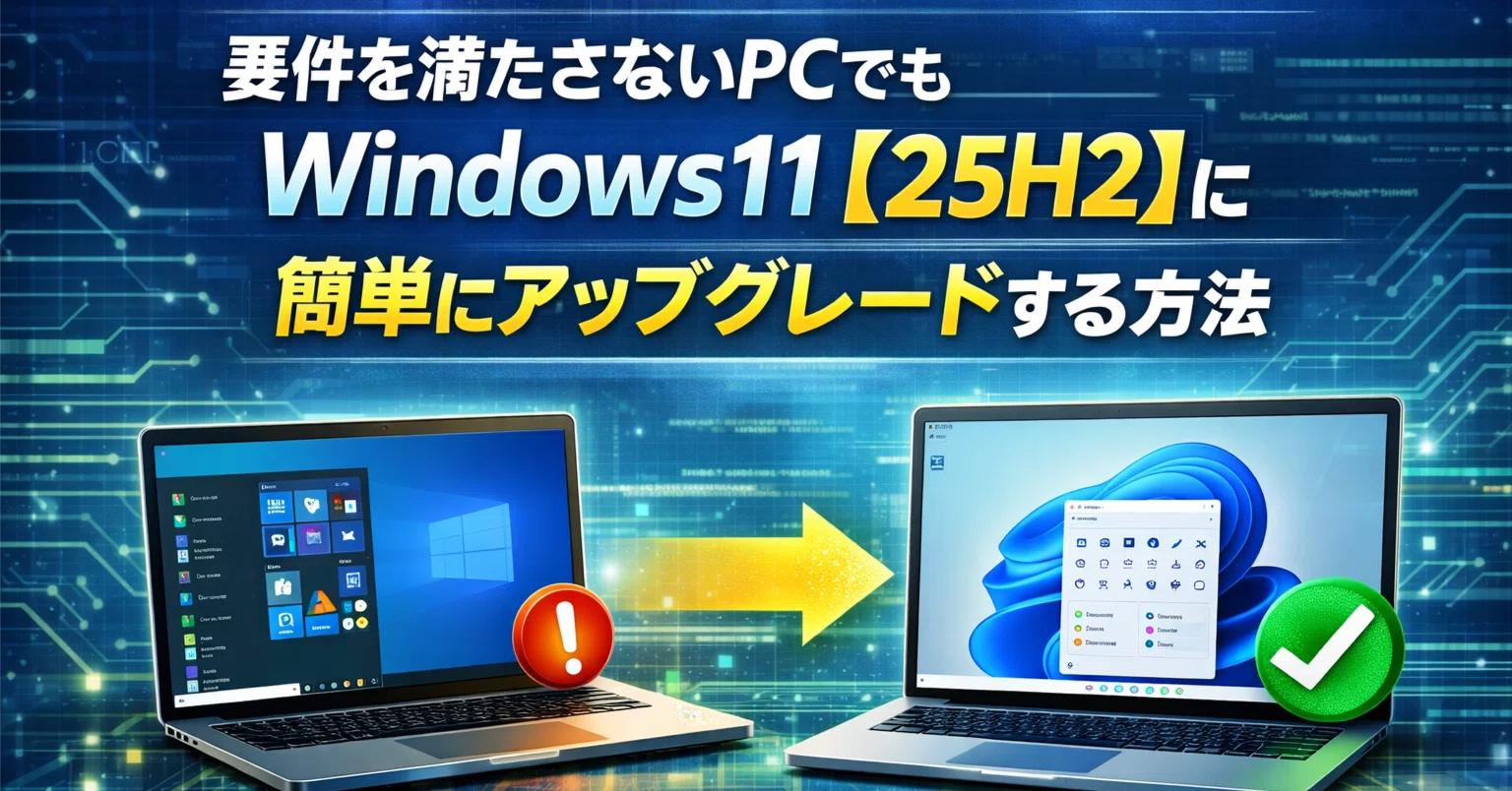 要件を満たさないPCでもWindows 11【25H2】に簡単アップグレードする 要件を満たさないPCでもWindows 11【25H2】に簡単アップグレードする
