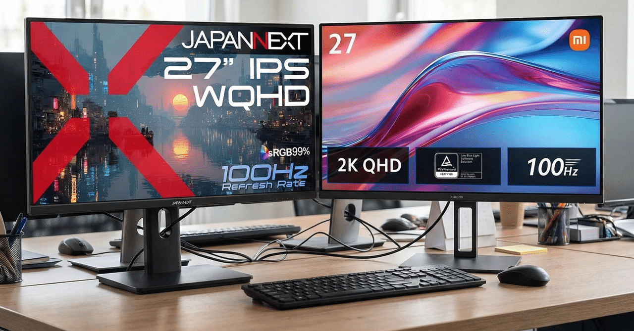 Xiaomi A27Qi vs JN-IPS27Q3 徹底比較｜2万円台で手に入るWQHD・100Hz