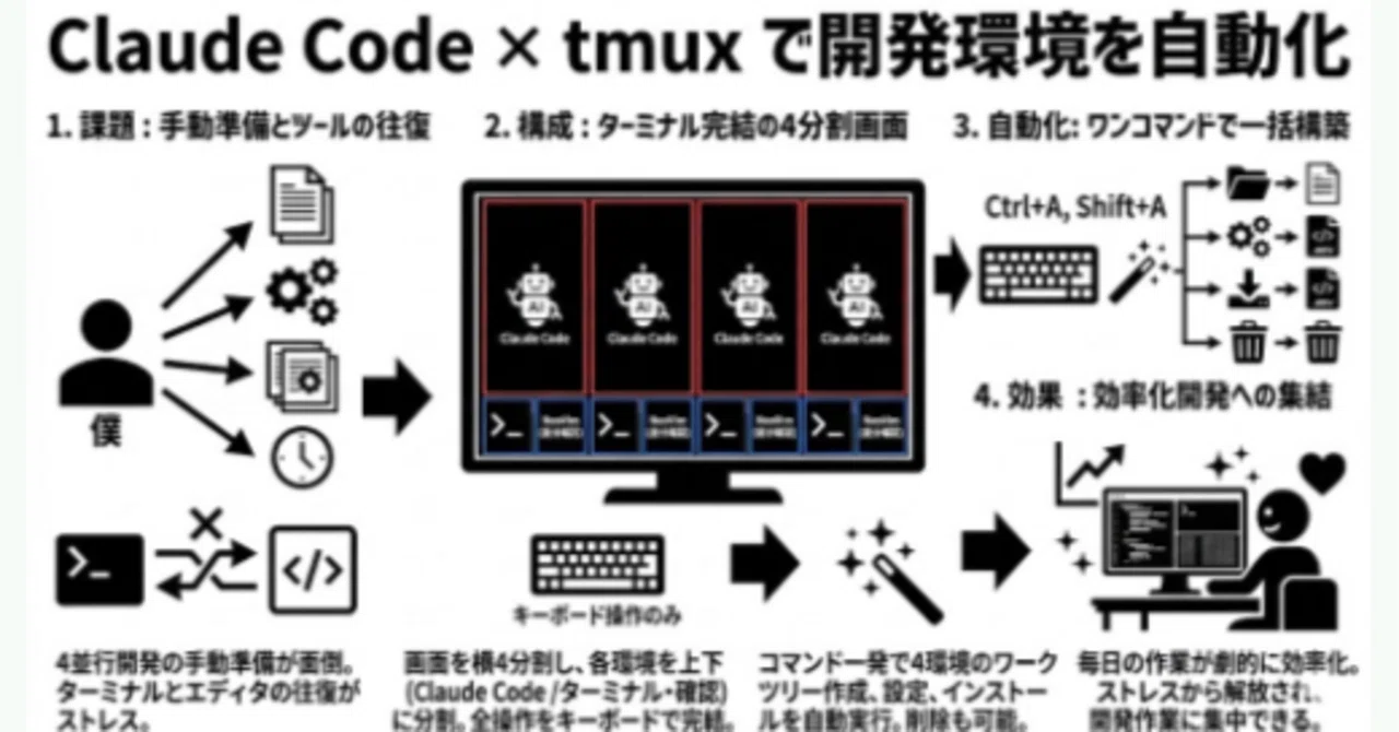 Claude Code × tmuxで開発環境を自動化】｜だいし｜プロンプト無料相談