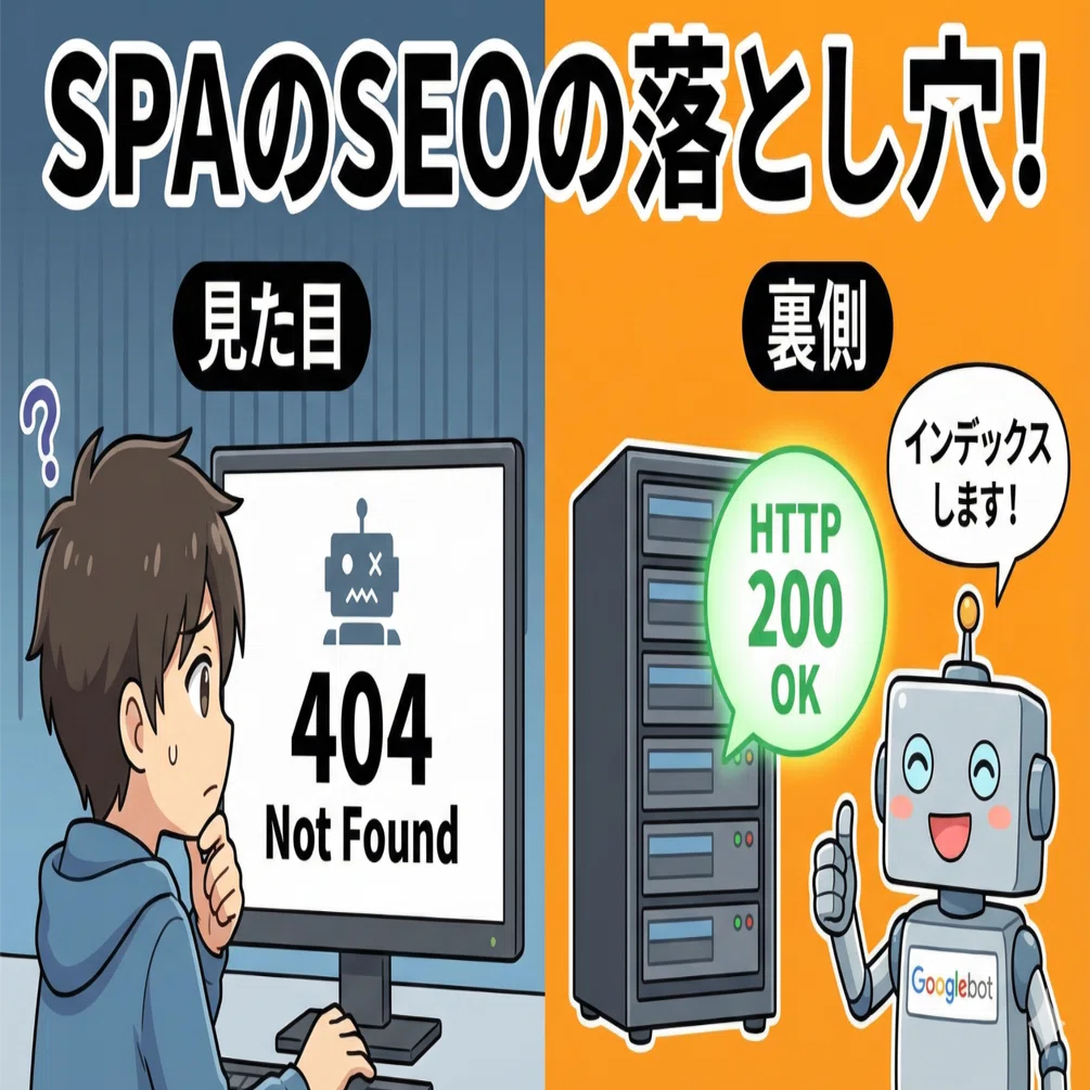 SPAの落とし穴】「404ページ」なのにステータスコード200？プリ