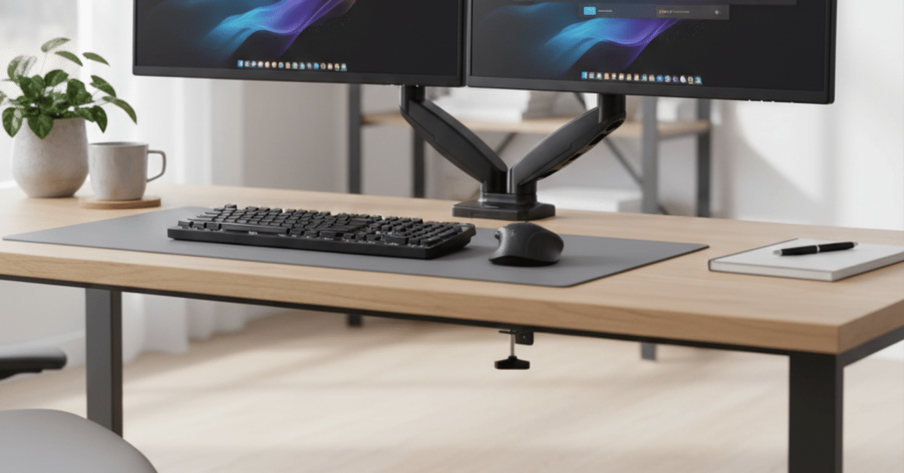 デスク革命！Amazonベーシック デュアルモニターアームで変わる作業