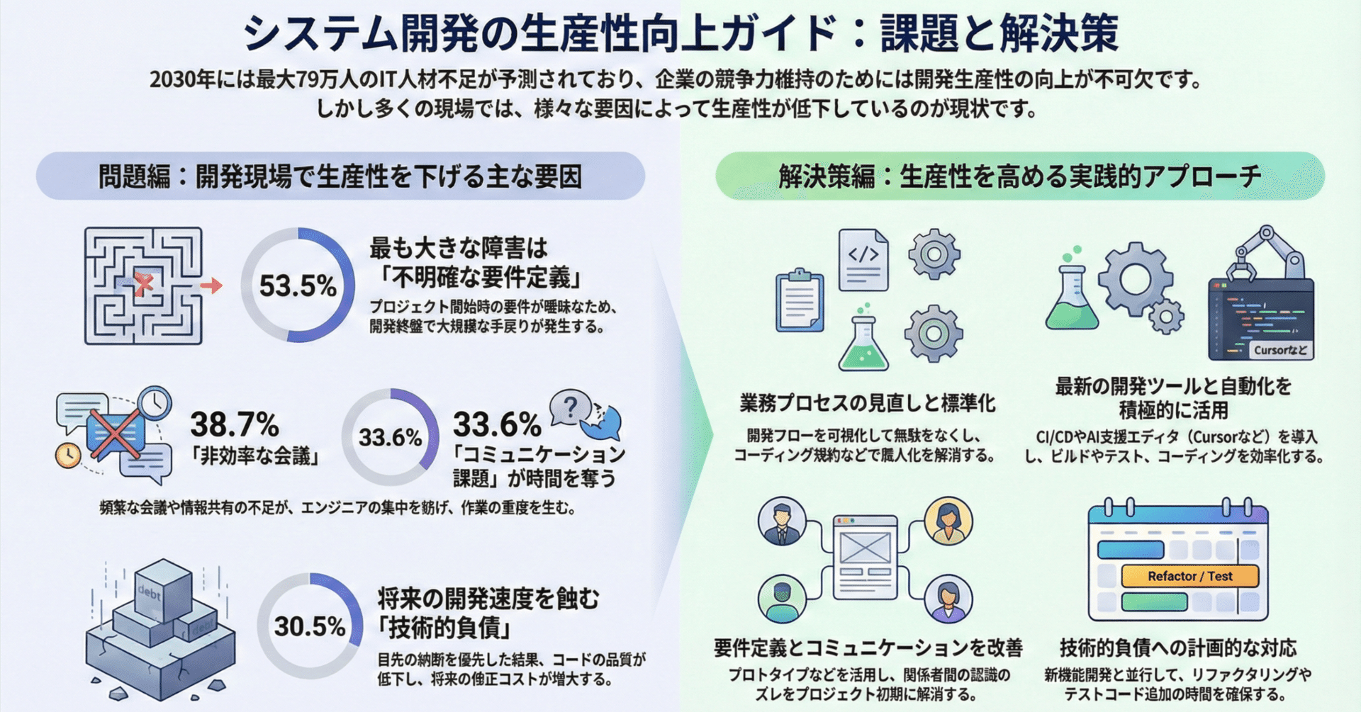 システム開発の生産性を高めるには？現場が直面する課題と実践的な改善策｜未来共創コミュニティ