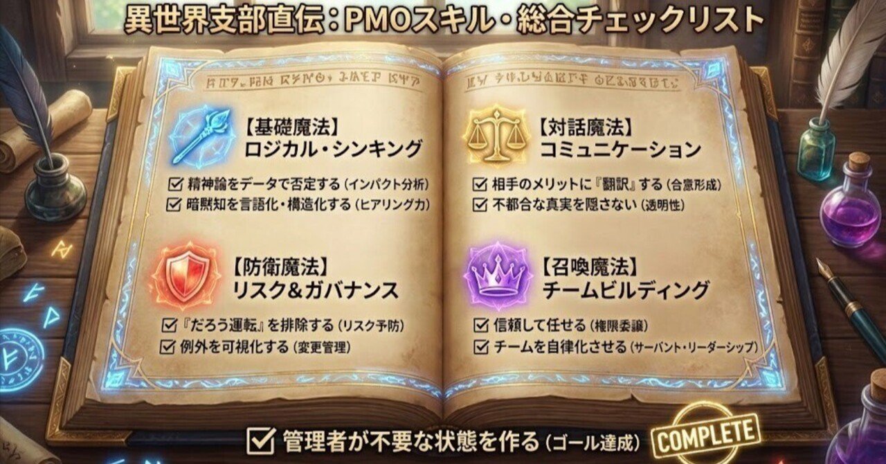 🛡️ 異世界支部直伝：PMOスキル・総合チェックリスト｜なんとなくPMO sumineku