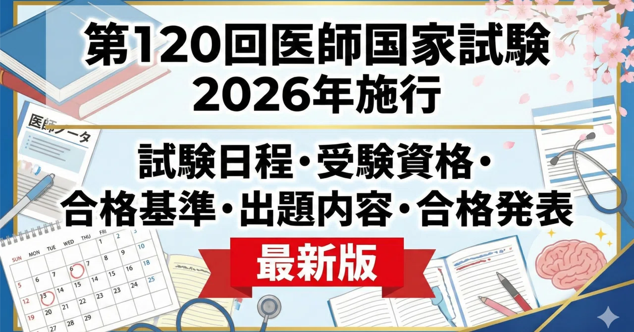 第120回医師国家試験】2026年施行 「試験日程・受験資格・合格基準