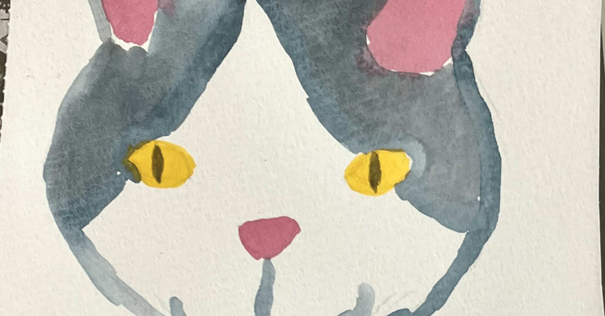 人生初ニャーの水彩画｜らくぼろ