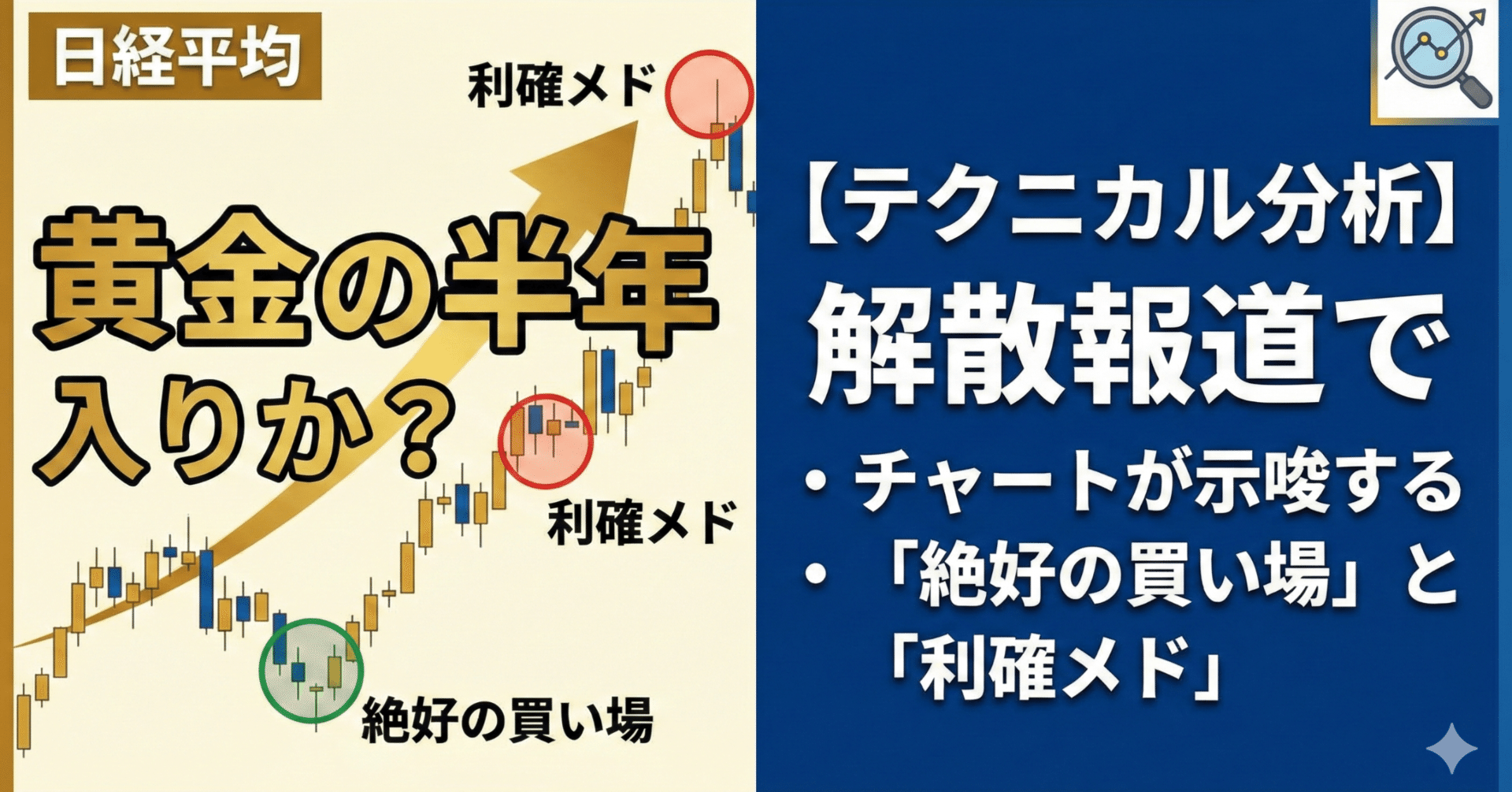 テクニカル分析】日経平均、解散報道で“黄金の半年”入りか？チャートが示唆する「絶好の買い場」と「利確メド」｜日本個別株デューデリジェンスセンター
