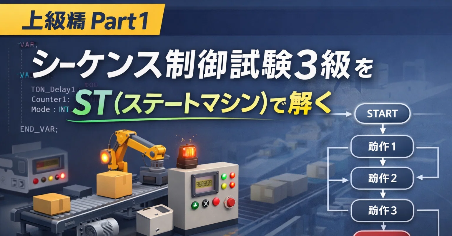 PLC/ST言語 練習問題 上級編 Part1」シーケンス制御試験3級を ST