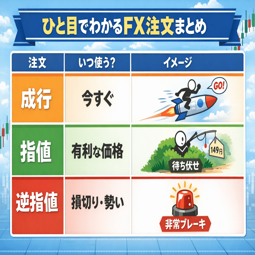 FXの注文方法【成行、指値、逆指値】｜GreenTea