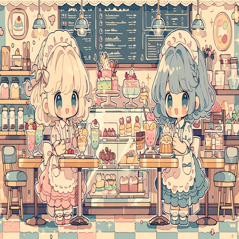 昭和レトロ喫茶×女の子｜niji7で作るガーリーイラストプロンプト