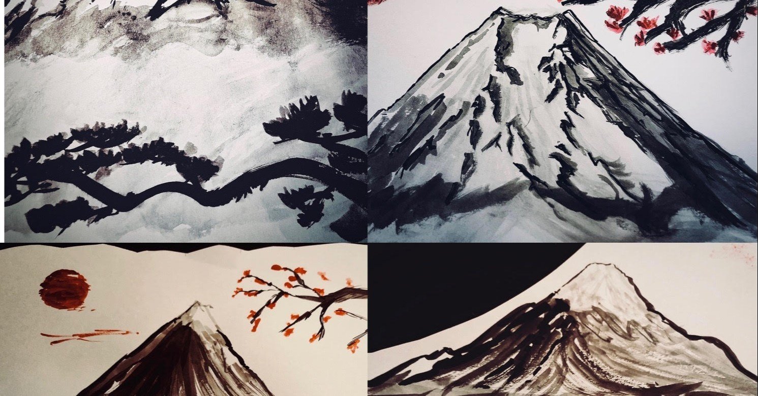 富士山を背景にしたメカゴジラの浮世絵 富士山を背景にしたメカゴジラの浮世絵