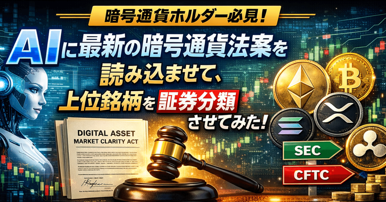 暗号通貨ホルダー必見！】AIに最新のClarity Act法案を読ませて、上位銘柄の証券分類をさせてみた！【番外編】｜なんでやねん中東投資