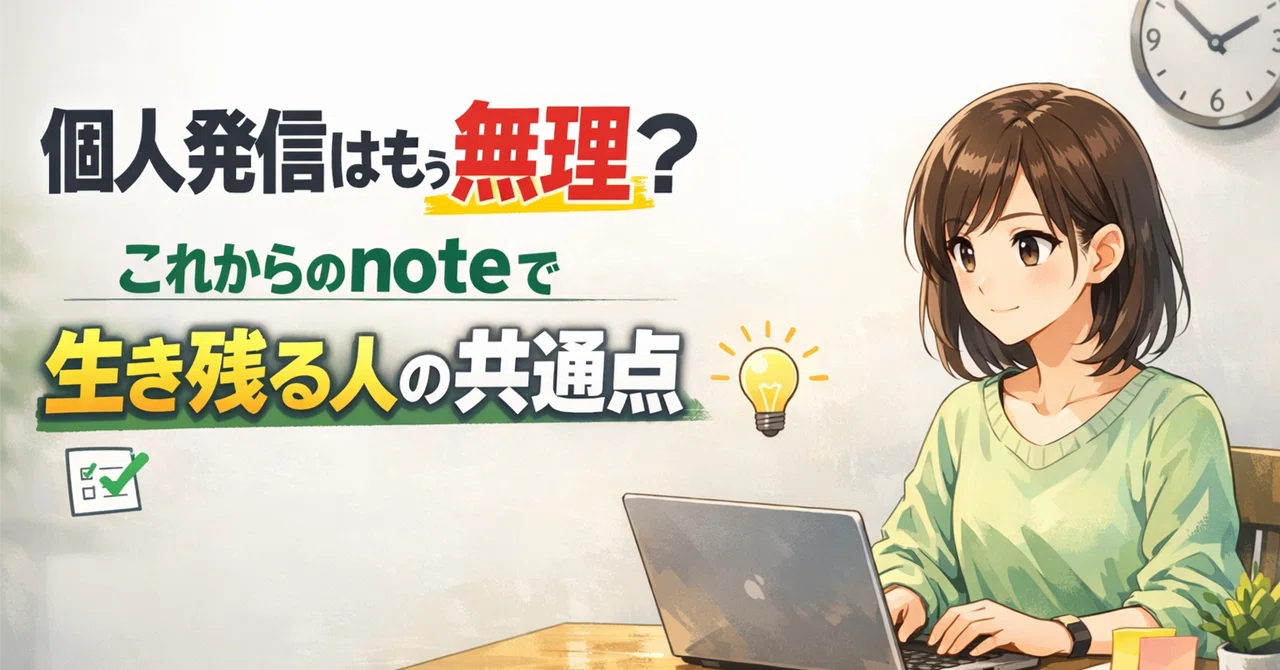 個人発信はもう無理?これからのnoteで生き残る人の共通点|もい【AI×副業ライター】副業でメディア資産構築中