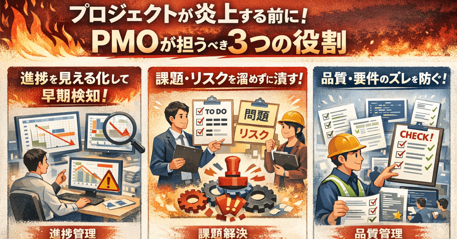 プロジェクトが炎上する前に！PMOが担うべき3つの役割｜根岸大輔