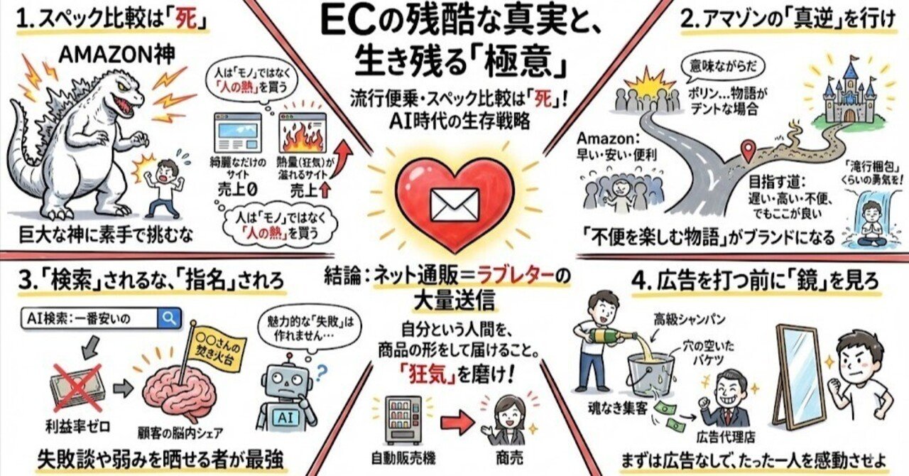 ネット通販は「ラブレターの大量送信」である◇ECの極意「自分という人間を、商品の形をして届けること」｜５０歳で第二の起業・副業・リスタート