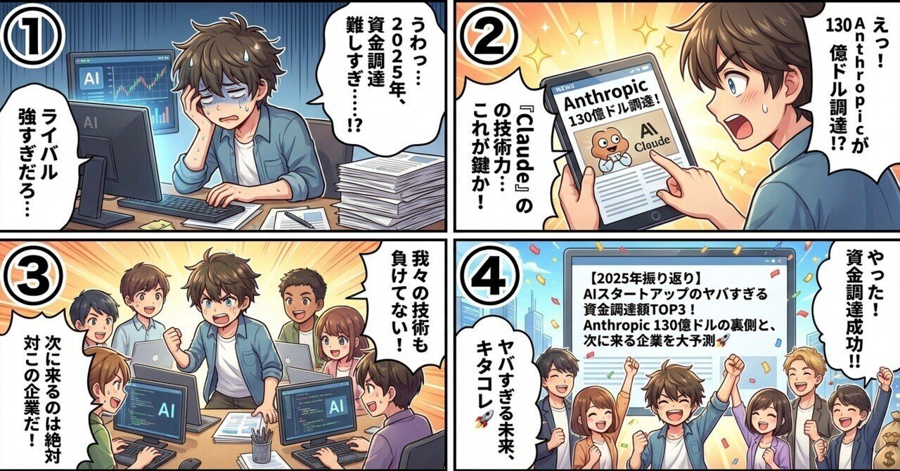 2025年振り返り】AIスタートアップのヤバすぎる資金調達額TOP3！Anthropic 130億ドルの裏側と、次に来る企業を大予測🚀｜コジマ