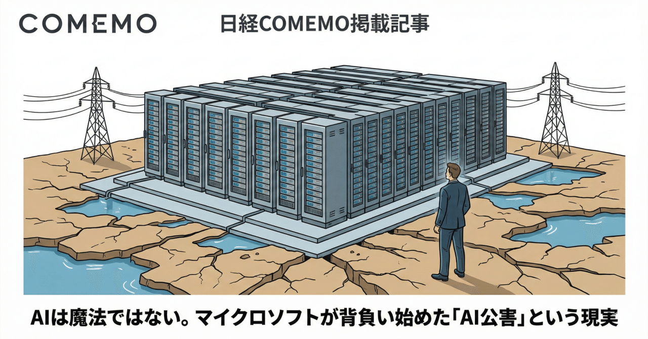 AIは魔法ではない。マイクロソフトが背負い始めた「AI公害」という現実｜川崎 裕一 / マネタイズおじさん