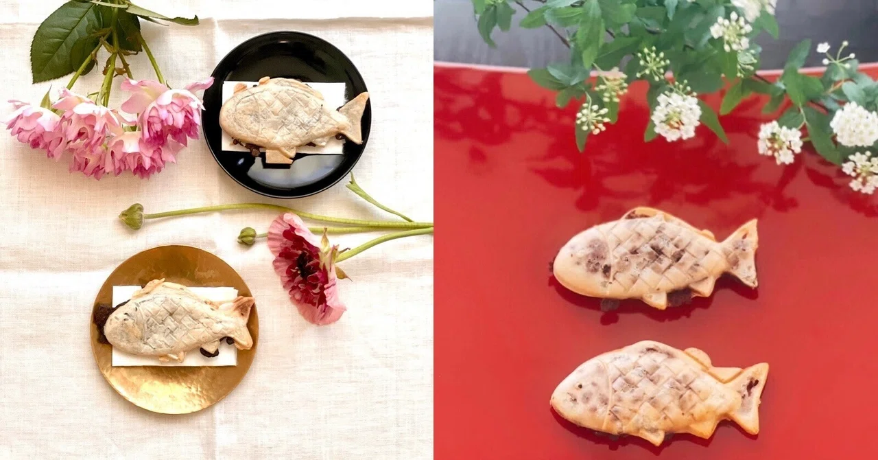 Rice Flour Taiyaki | Translucent thin skin, overflowing red bean paste ...