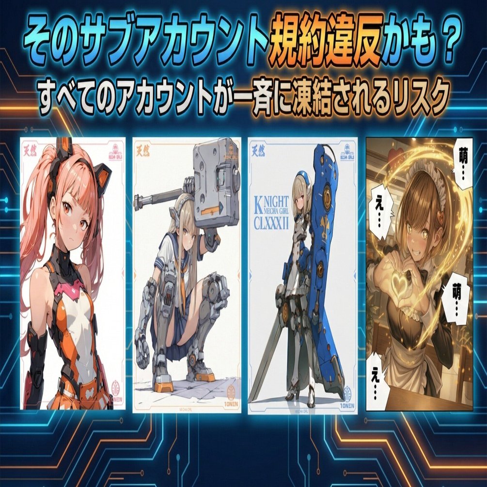 X：そのサブアカウント規約違反かも？（2026年1月14日のAIイラスト