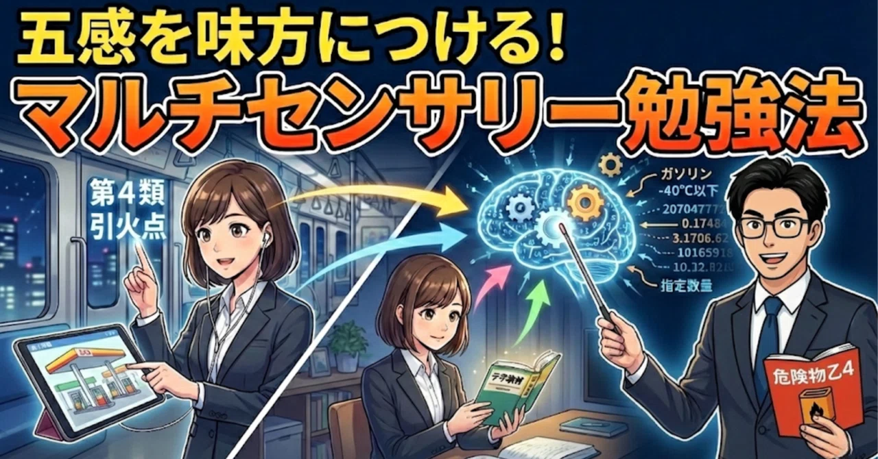 【五感を味方につけよ】忙しい社会人が危険物乙4の「数字と性質」を効率よく脳に刻むマルチセンサリー勉強法｜NAKASHI |危険物乙4伴走型資格コーチ