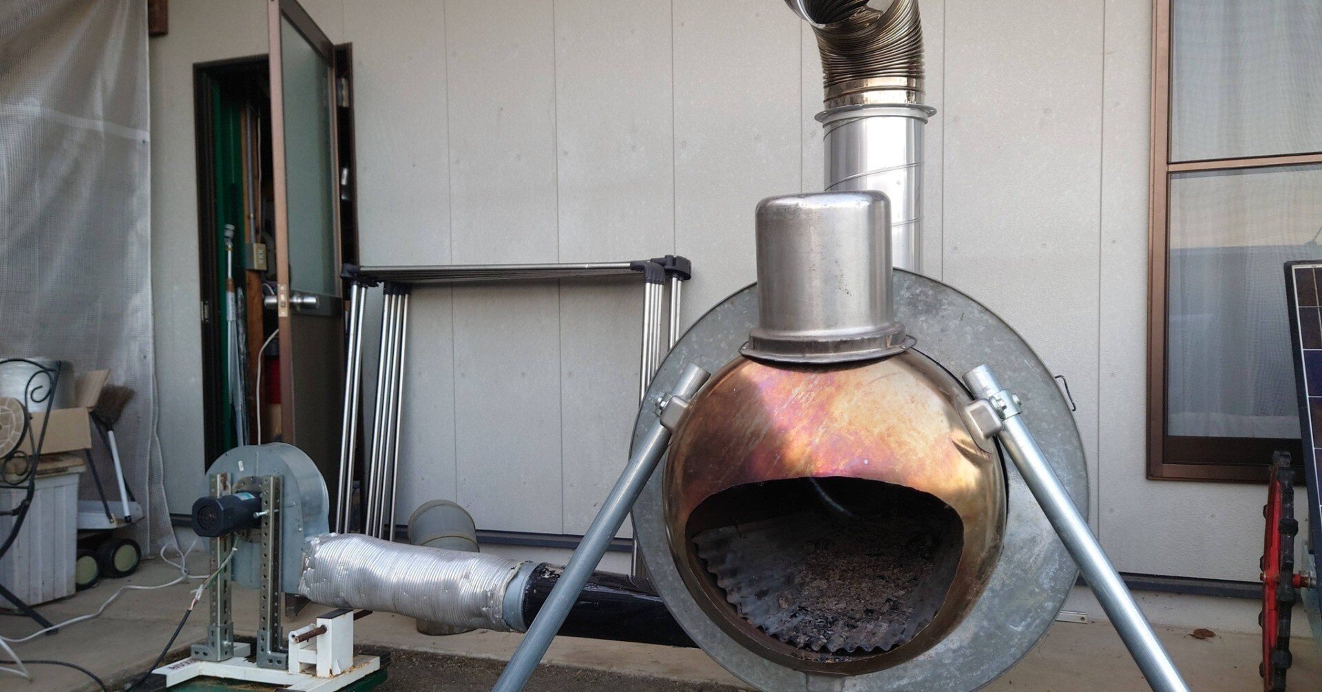 趣味のロケットストーブ #18】午形ロケットストーブで温風送風テスト