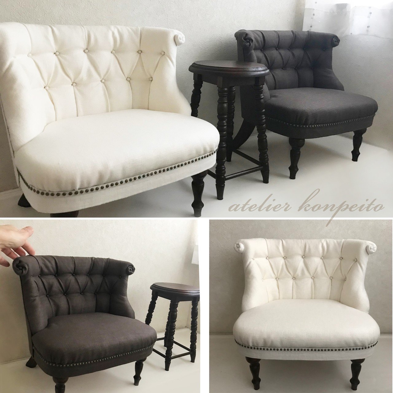 ドール用ソファ1/6サイズウィングチェア3人用 レザー調ブラック 楽天市場】輸入家具 チェスターフィールド ソファ デザイナーズ