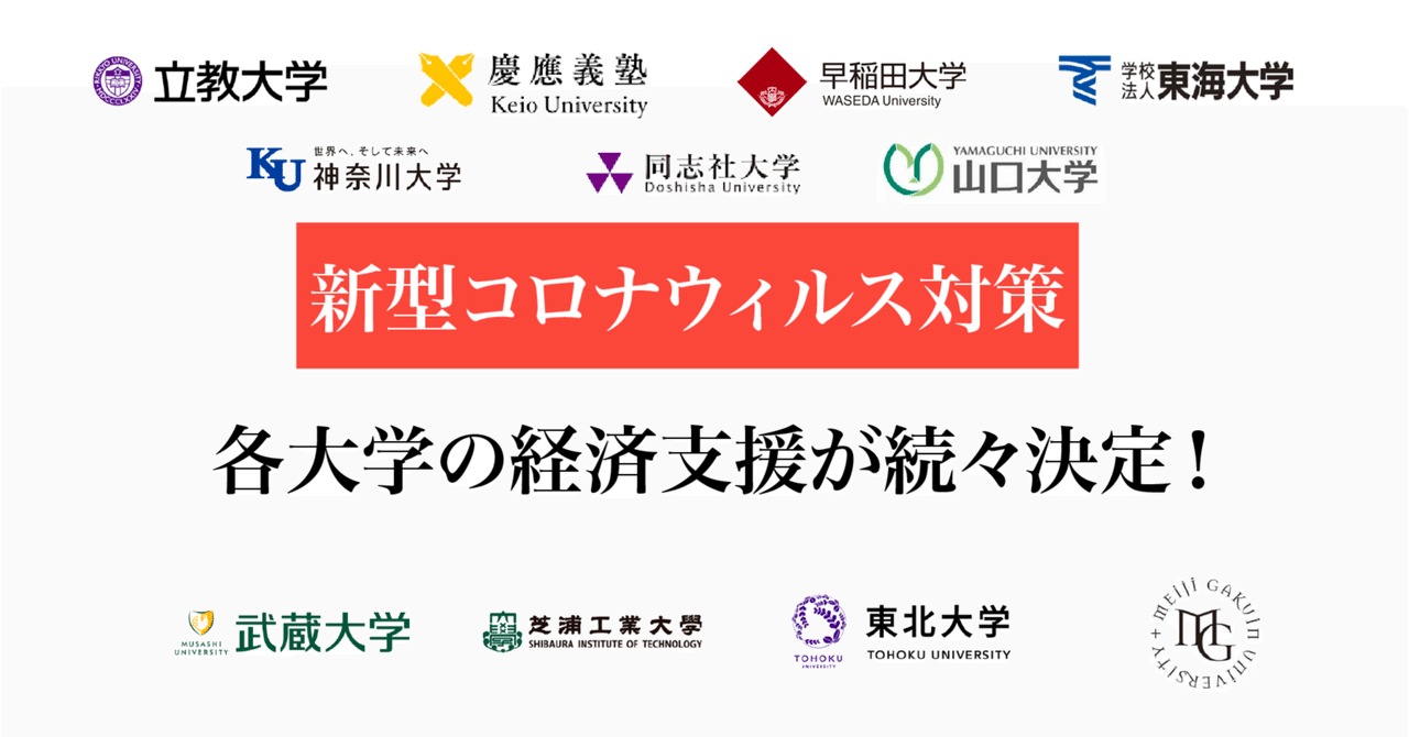 バイト代激減の大学生へ 大学別のコロナ対策支援制度が続々決定 ー順次追加 情報更新 株式会社crono Note