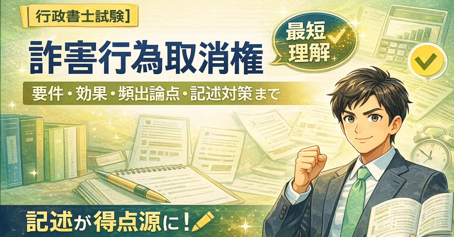 行政書士試験】詐害行為取消権を最短理解｜要件・効果・頻出論点・記述