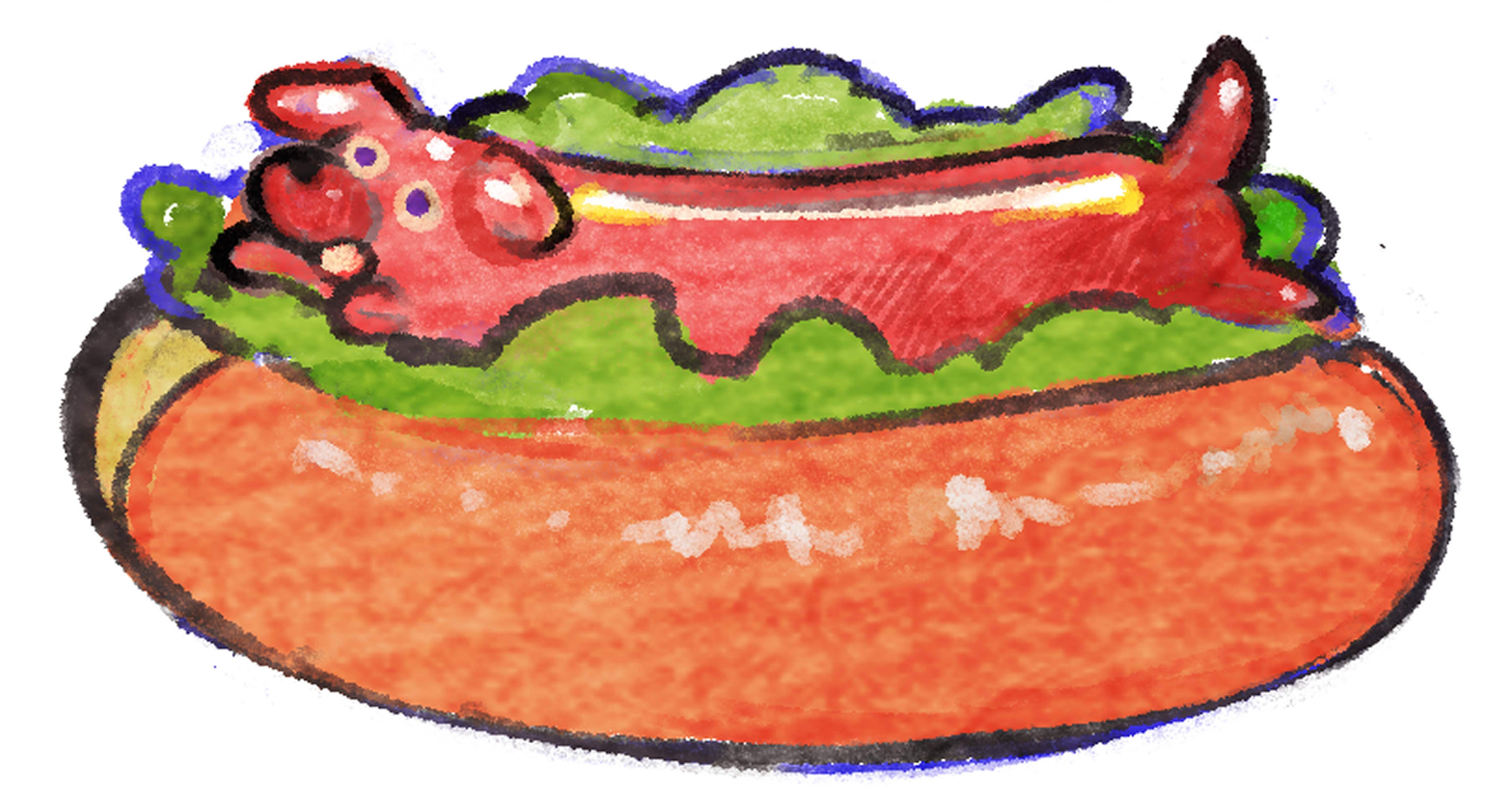 絵画 hot dog DAY2444:ホットなドッグ/A hot dog』｜もみじ真魚/MaoMomiji