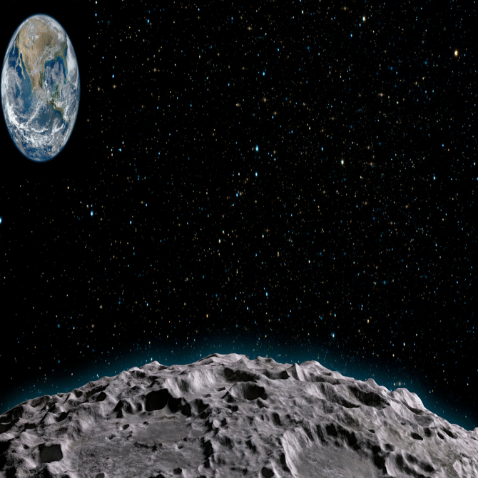 宇宙から見た地球と月