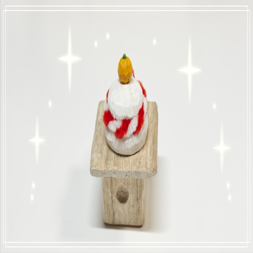 木彫りの練習56。【飾りをつけてみました】鏡もち｜ばじぃ