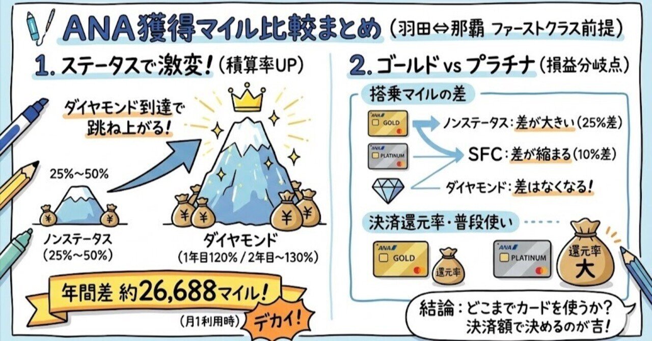 ANAマイル比較 ゴールドカード/プラチナカード/ダイヤモンド会員比較｜いっしん@沖縄一人旅