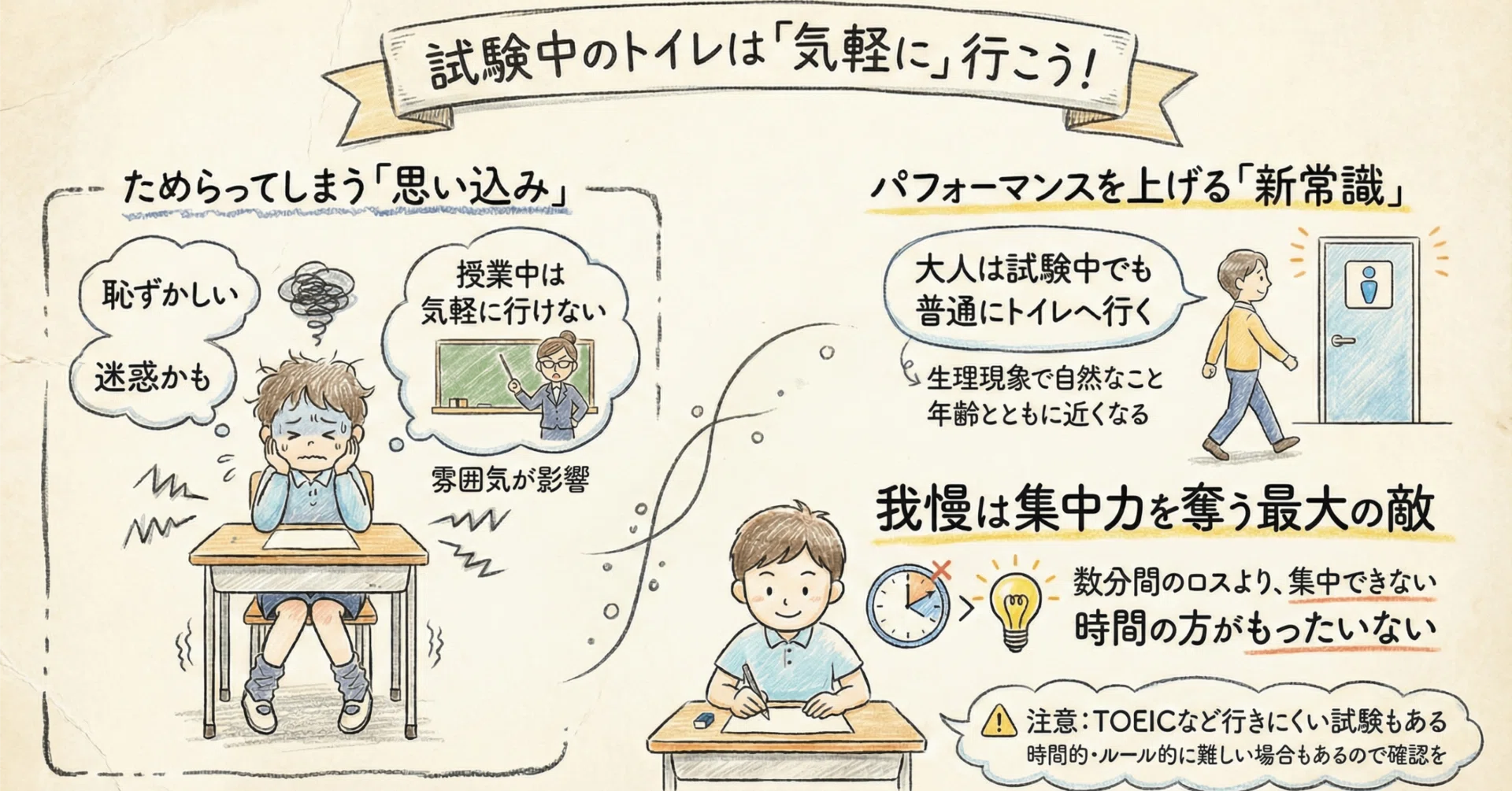 試験 中 トイレ
