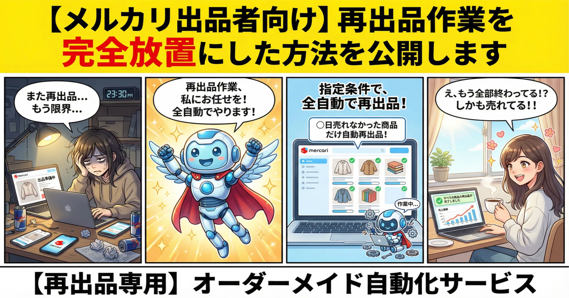 もう限界】メルカリ再出品作業を