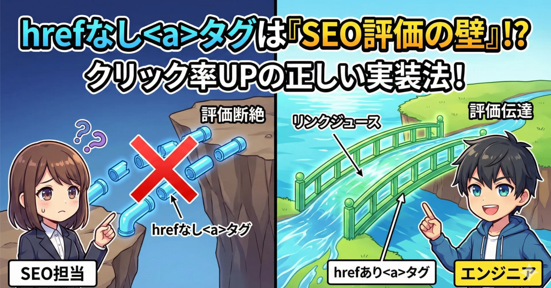 SEO判定】href属性のない<a>タグ（ボタン実装）はリンク評価を渡すのか