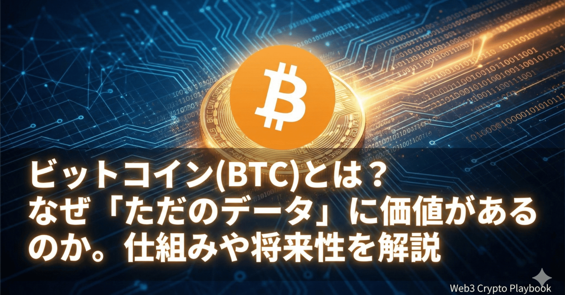 ビットコイン(BTC)とは？なぜ「ただのデータ」に価値があるのか。仕組みや将来性を解説｜Web3 Crypto Playbook