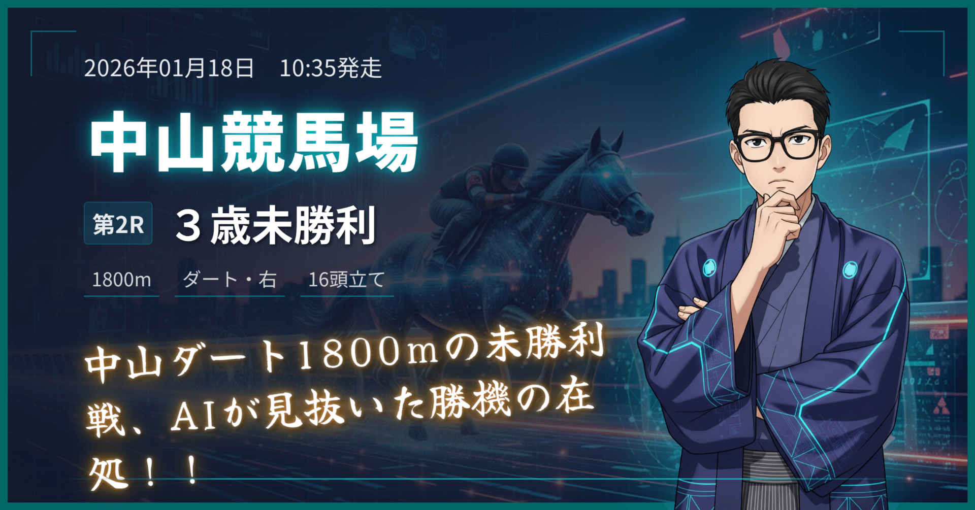 ランクC】3歳未勝利 中山2R 2026/01/18 【AI競馬予想】｜AI予想家 的