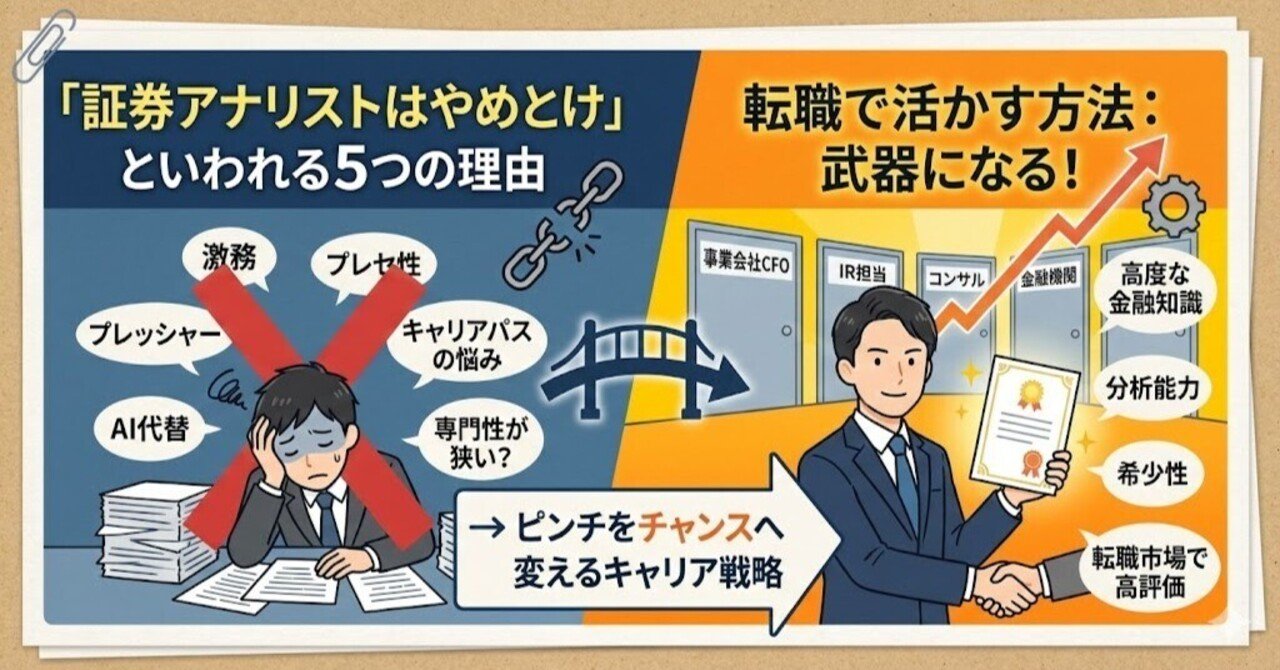 証券アナリストはやめとけ」といわれる5つの理由と転職で活かす方法｜元銀行員タクドラのすーさん