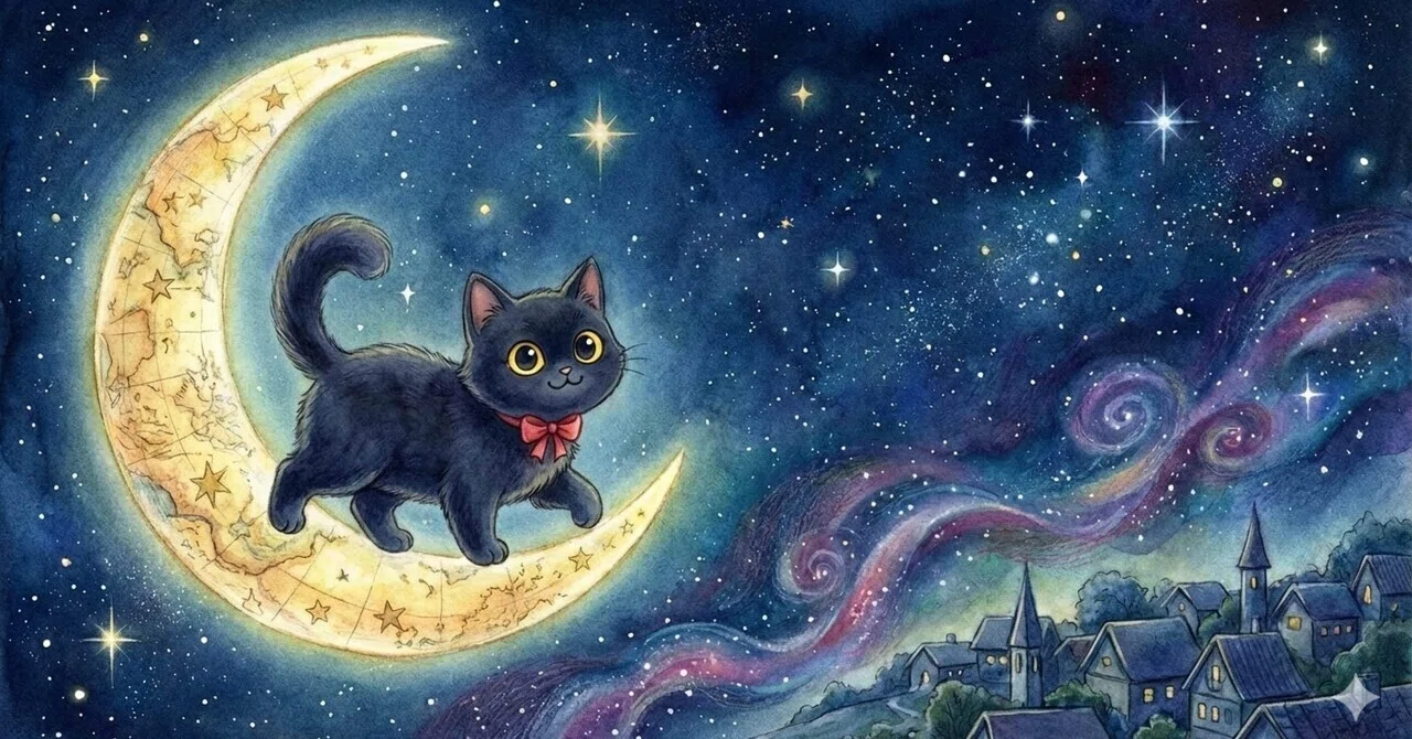 夜空を歩く黒猫 ｜もなみ流久
