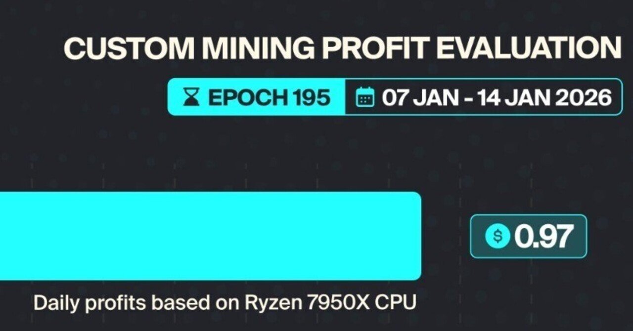 260118 エポック 195 マイニング収益性レポート (Epoch 195 Mining Profitability Report)  𝕏転載｜Daiju Azuma