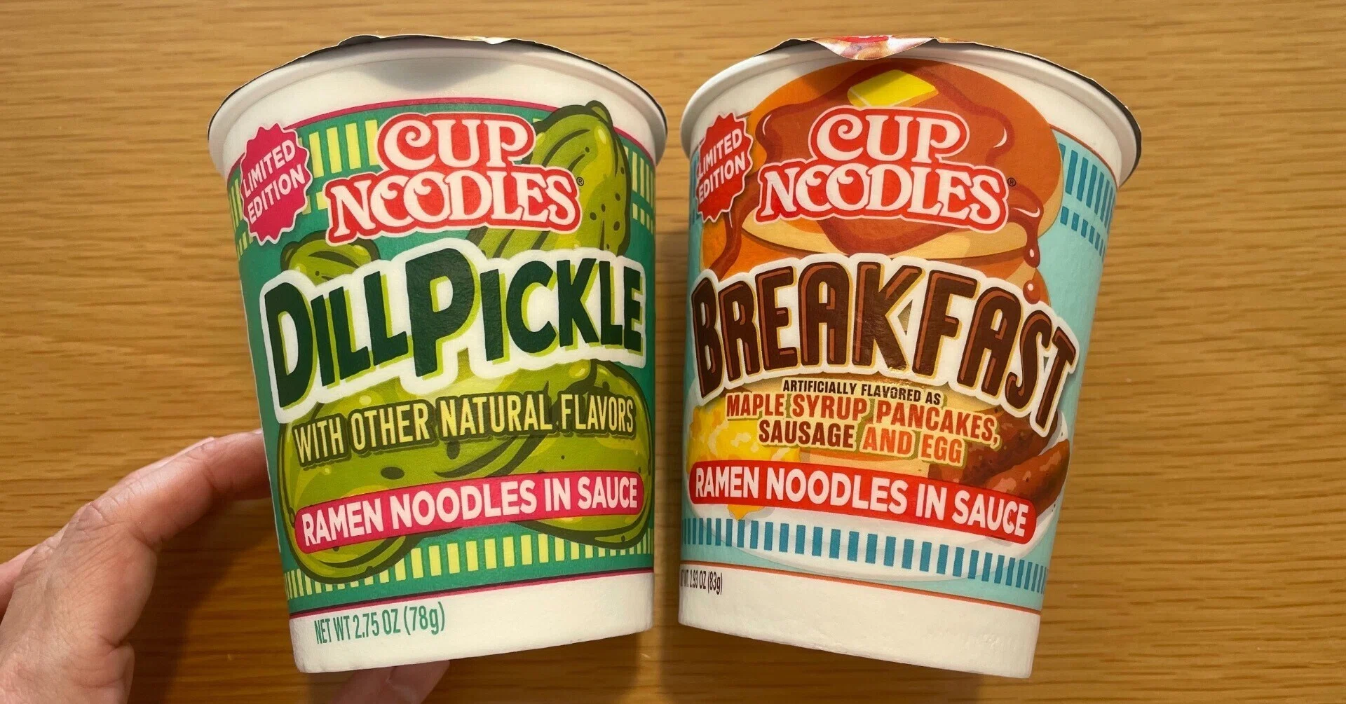 奇抜味‼️「ブレックファスト味」「ピクルス味」米国カップヌードル実 