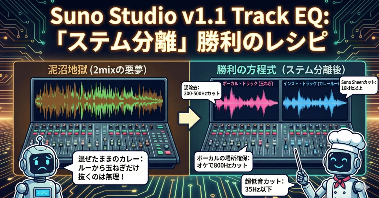 【Suno Studio v1.1】EQをいじる前に「これ」やってない？ プロ級音源への最短ルートは“分割”にあり！｜Hato Lab's