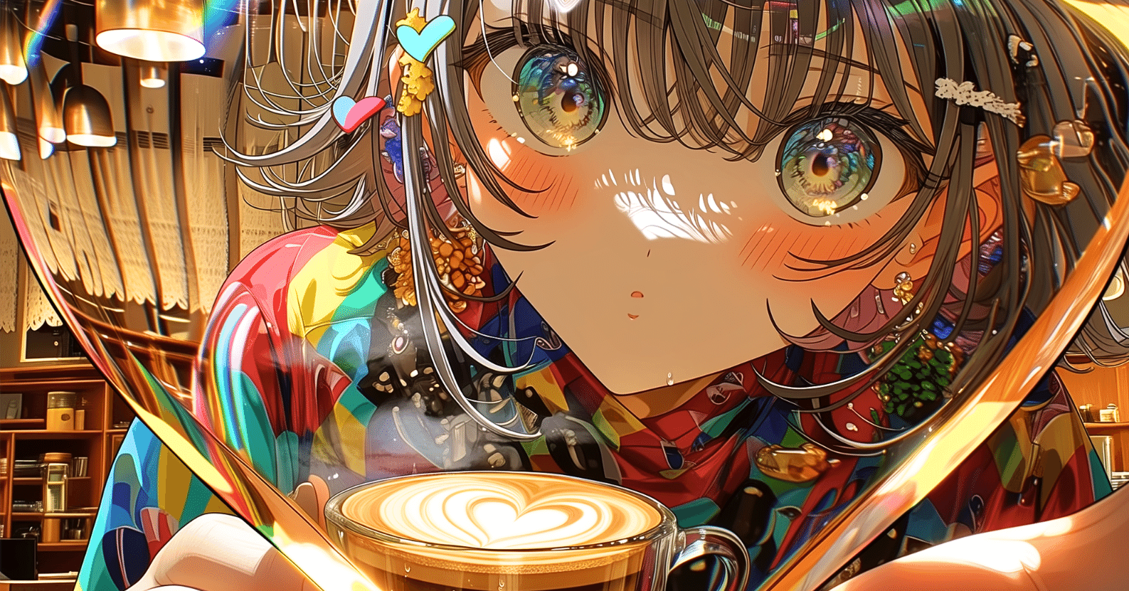 カフェラテ色の優しさを集めて︰ひと休みする日常【画像生成AI / 4コマ