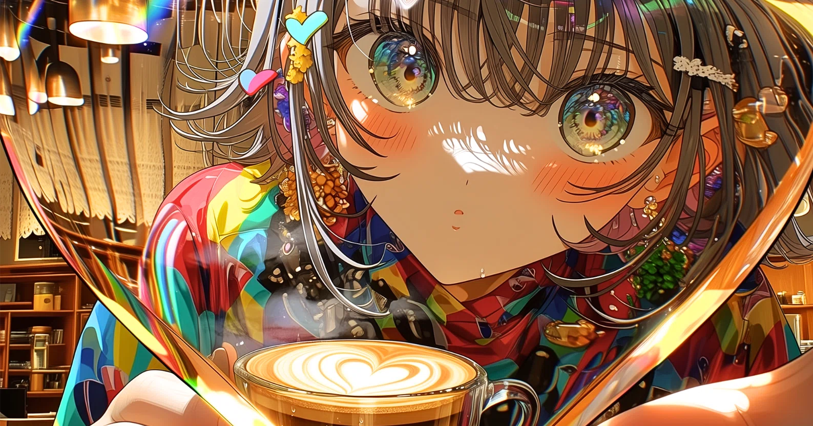 カフェラテ色の優しさを集めて︰ひと休みする日常【画像生成AI / 4コマ