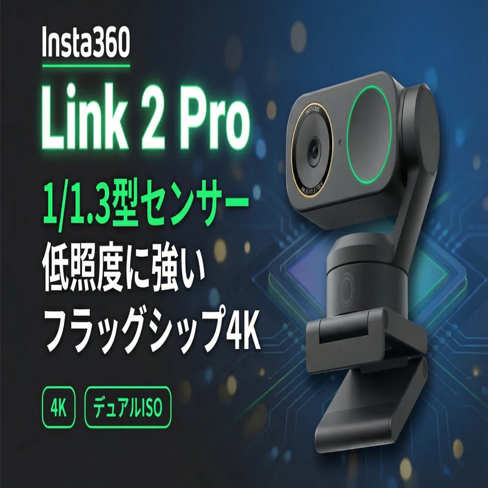 Insta360〉 Link 2 Pro — 1/1.3型センサー搭載、低照度に強いフラッグ 