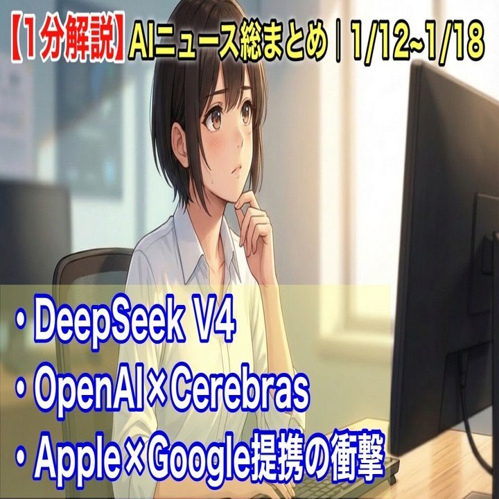 先週(1/12~1/18)のAIニュース総まとめ｜DeepSeek V4、OpenAI×Cerebras