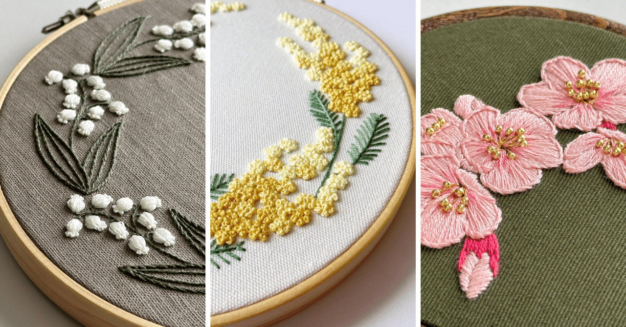 春を待つ図案セット｜桜・ミモザ・すずらんで春の準備｜はなこまち