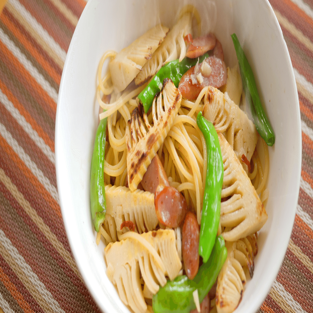 自宅でひと手間レシピ14 焦がせ！ 筍のペペロンチーノ｜原 一平太